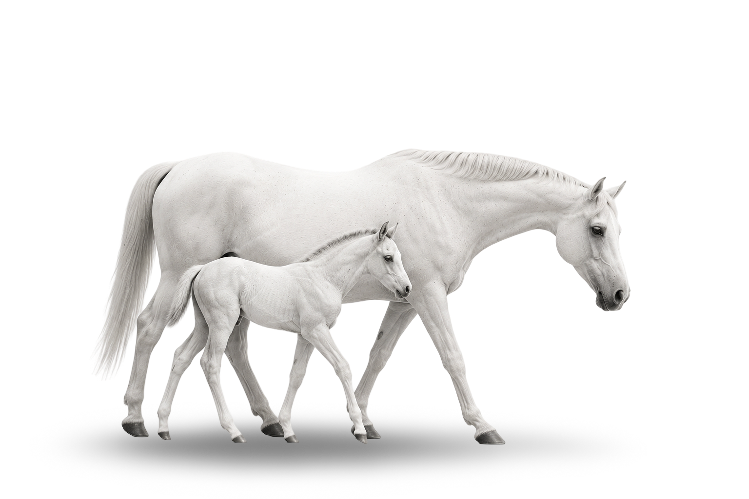 A mare and foal walking together